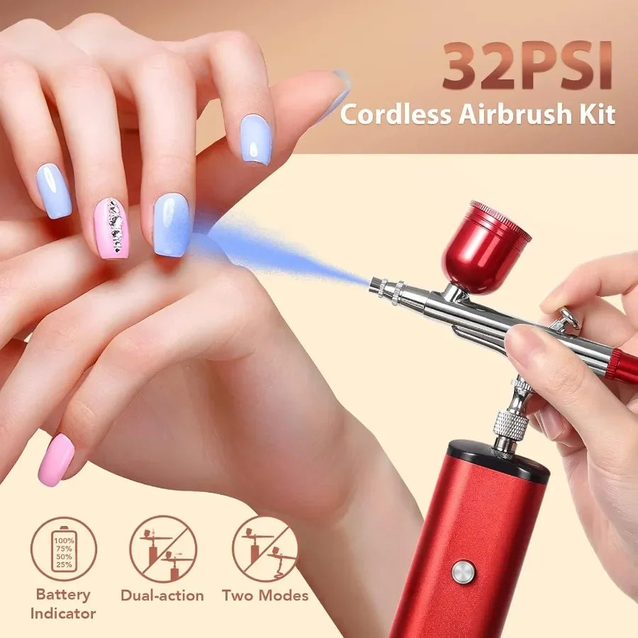 Portable High Pressure Air Brush Kit With Compressor 32 PSI