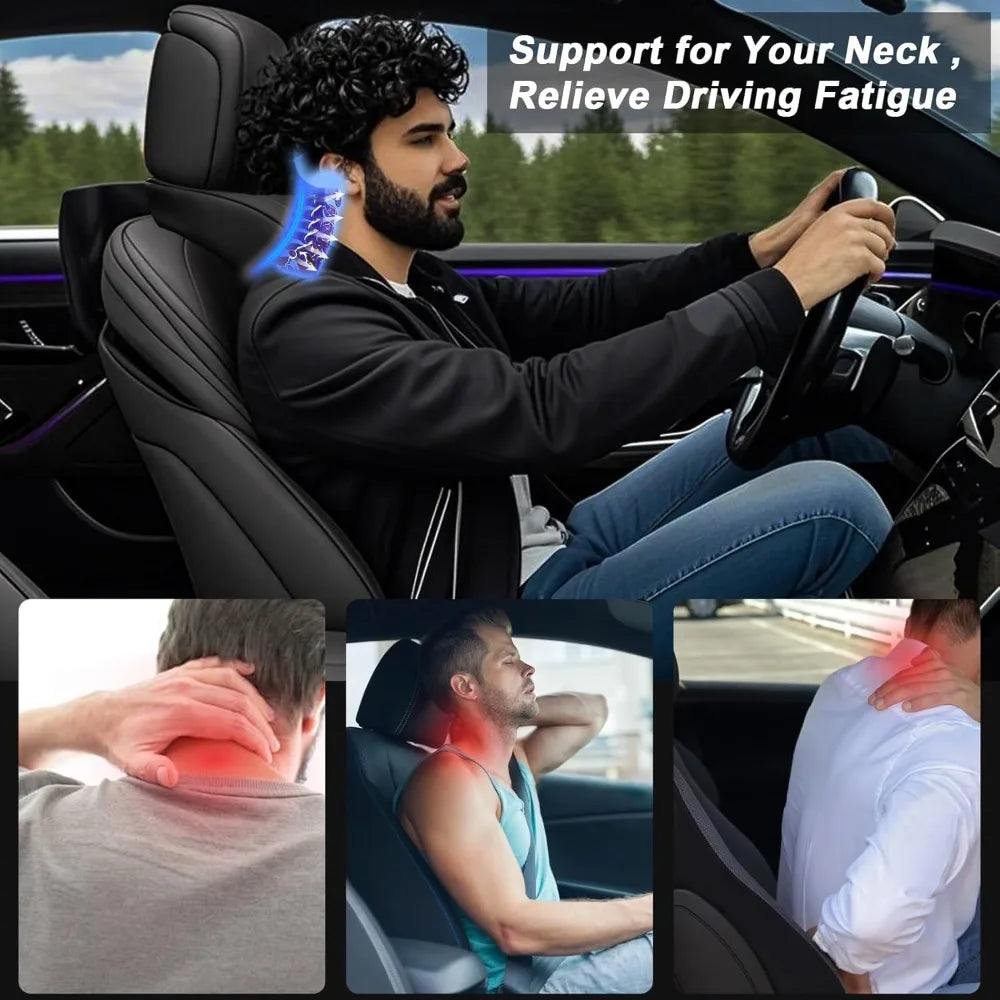 Car Neck Pillow With Nappa Leather Cover And Memory Foam