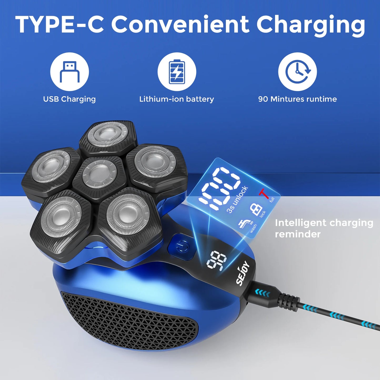 Sejoy 5 in 1 Grooming Kit Electric Shaver Wet Dry Razor