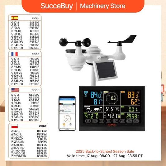 SucceBuy 7 In 1 WiFi Weather Station Display Solar Sensor