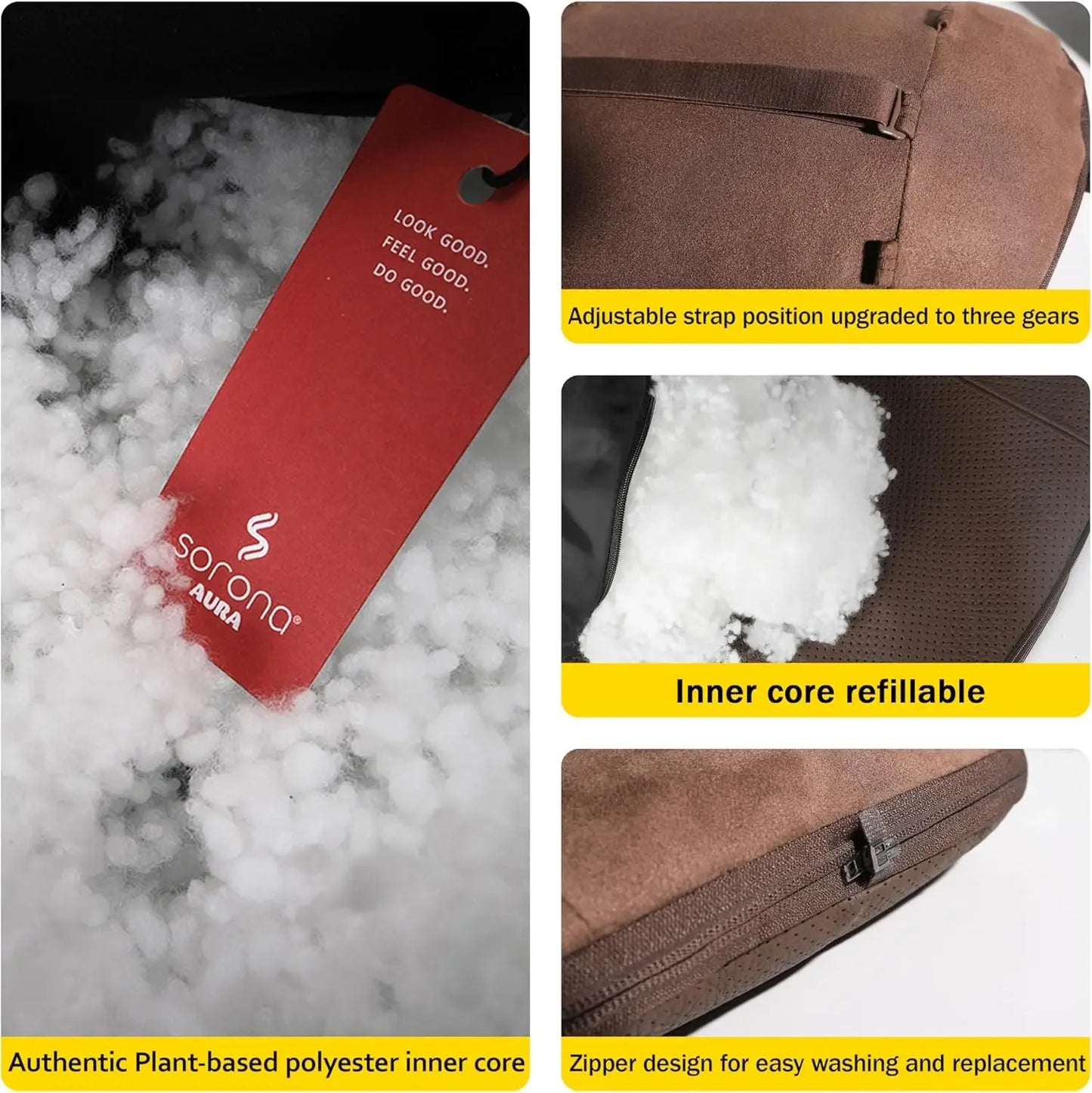 Genuine Cowhide Leather Car Headrest Neck Pillow for Driver