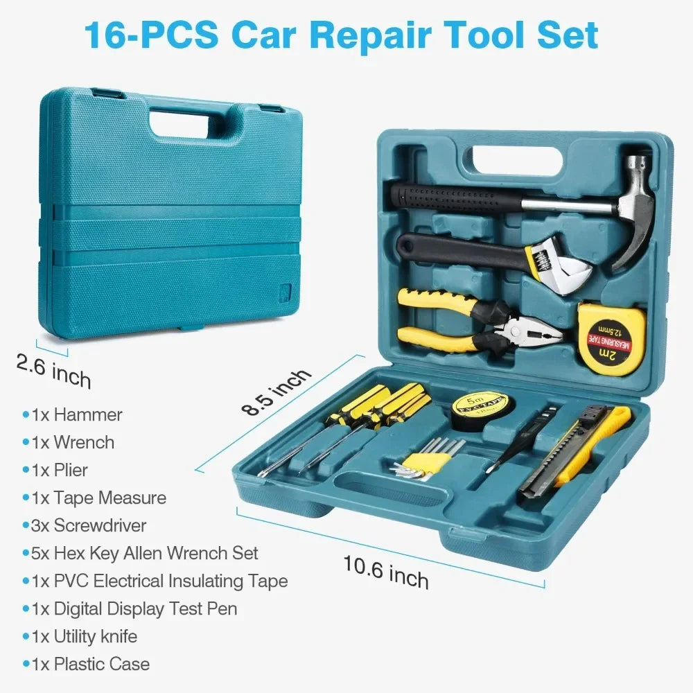 Car Roadside Emergency Kit With Jumper Cables And Tow Rope