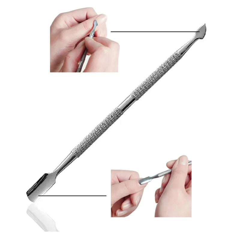 4 Pcs Stainless Steel Double End Cuticle Pusher Set