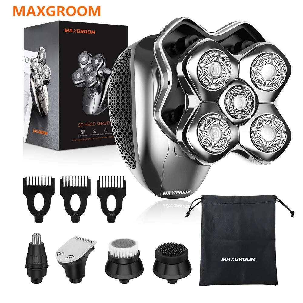 MAXGROOM Electric Head Shaver For Men 5D Floating Blade