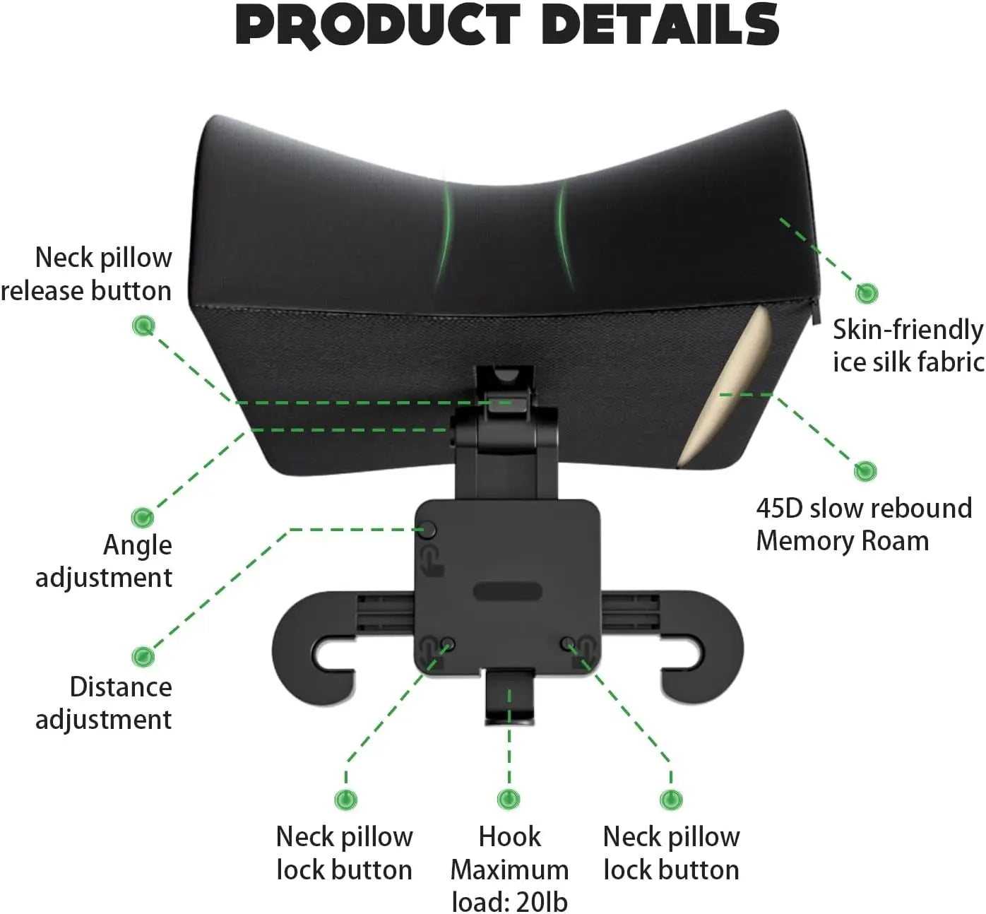 Car Headrest Pillow Memory Foam Cervical Support Velvet