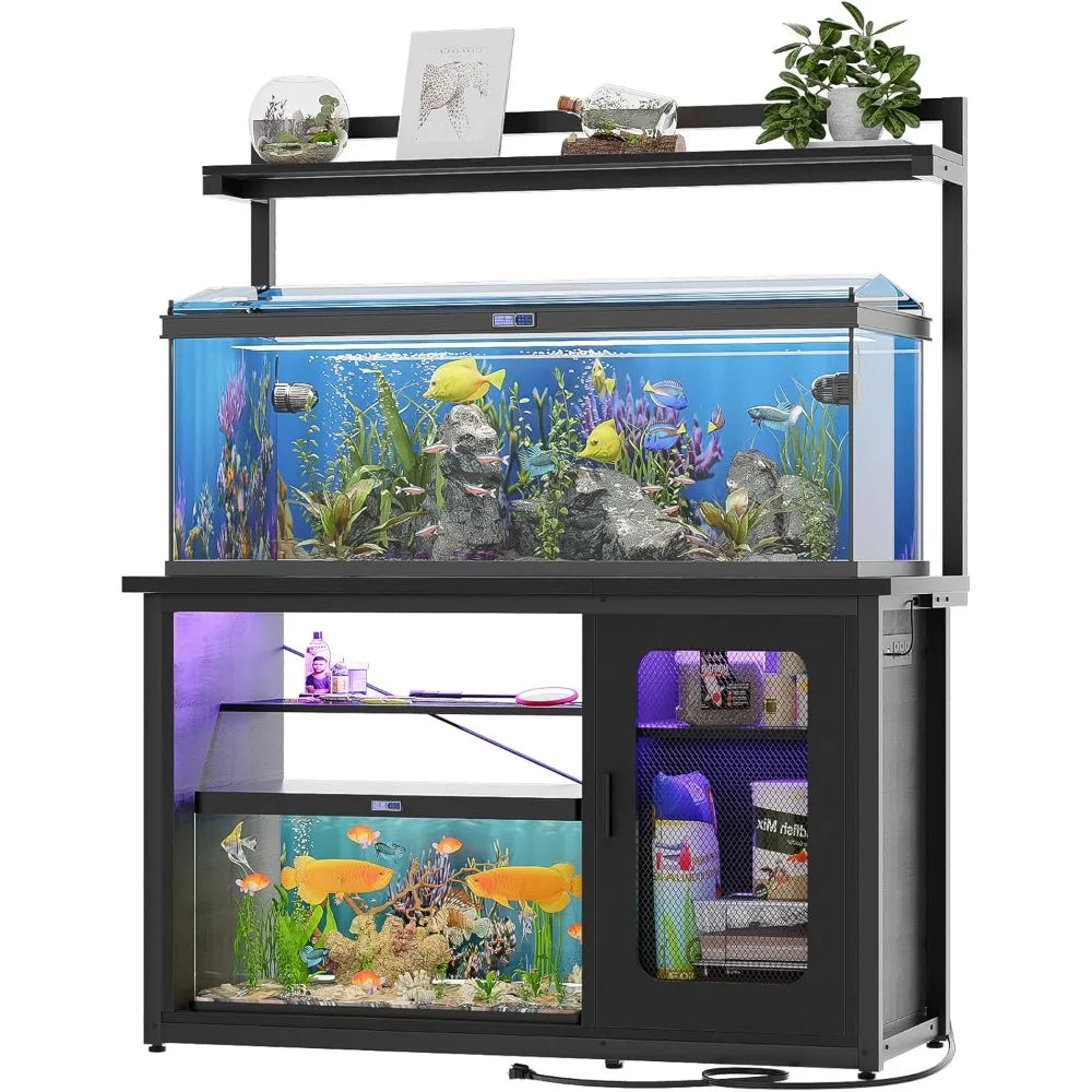 55 To 75 Gallon Fish Tank Stand With Power Outlets Light