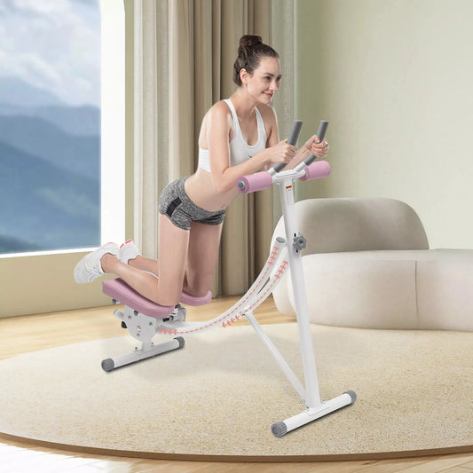 Pink Purple Dual Track Abs Trainer Adjustable Resistance
