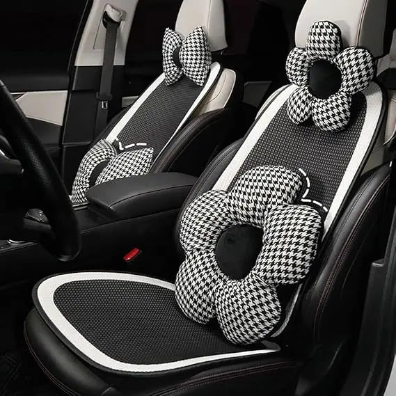 4 Pack Houndstooth Butterfly Knot Car Neck Lumbar Pillows