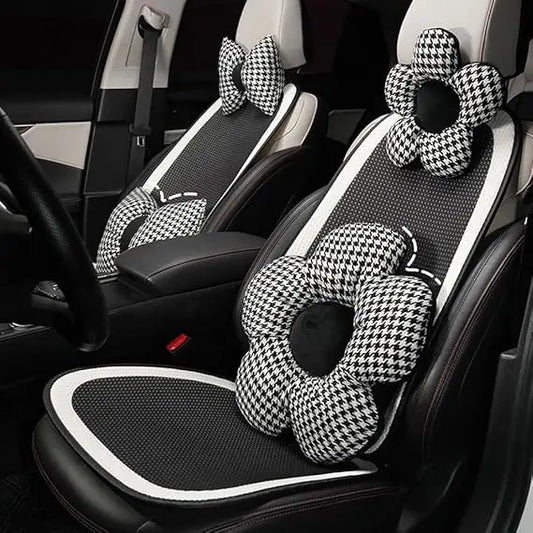 4 Pack Houndstooth Butterfly Knot Car Neck Lumbar Pillows