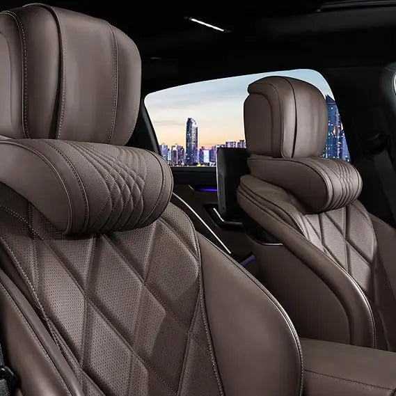 Car Neck Pillow With Nappa Leather Cover And Memory Foam