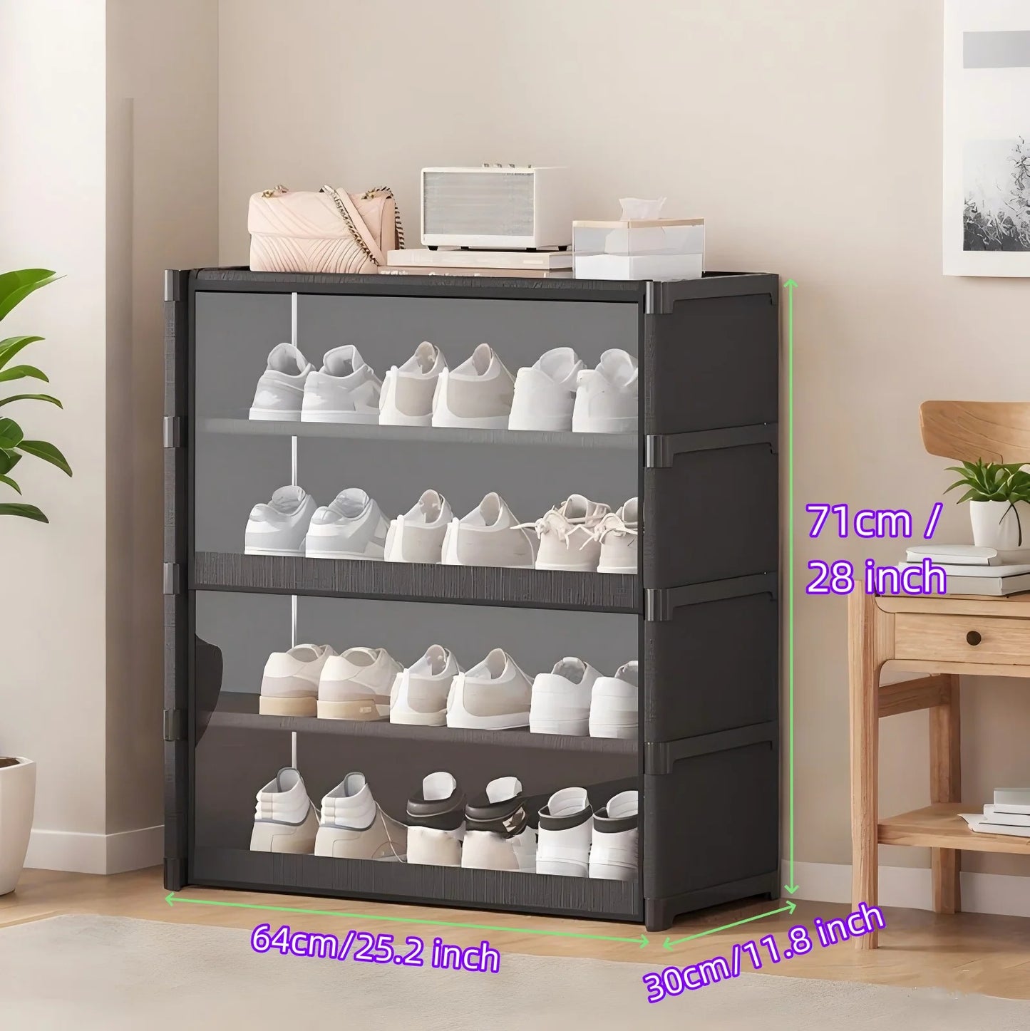 Display Cabinet Shoe Rack Handbag Organizer Clear Door