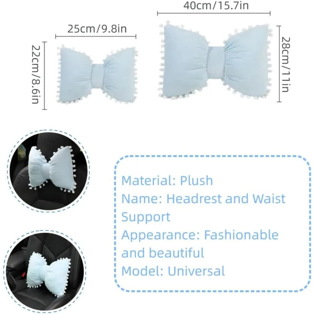 4Pack Butterfly Knot Car Neck Pillow And Lumbar Cushions