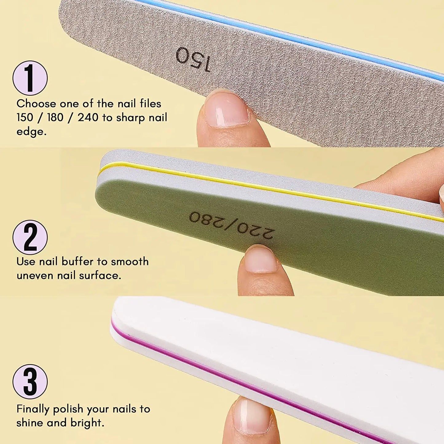 Makartt Nail File Set 6 Pcs Double Sided Grit For Acrylic