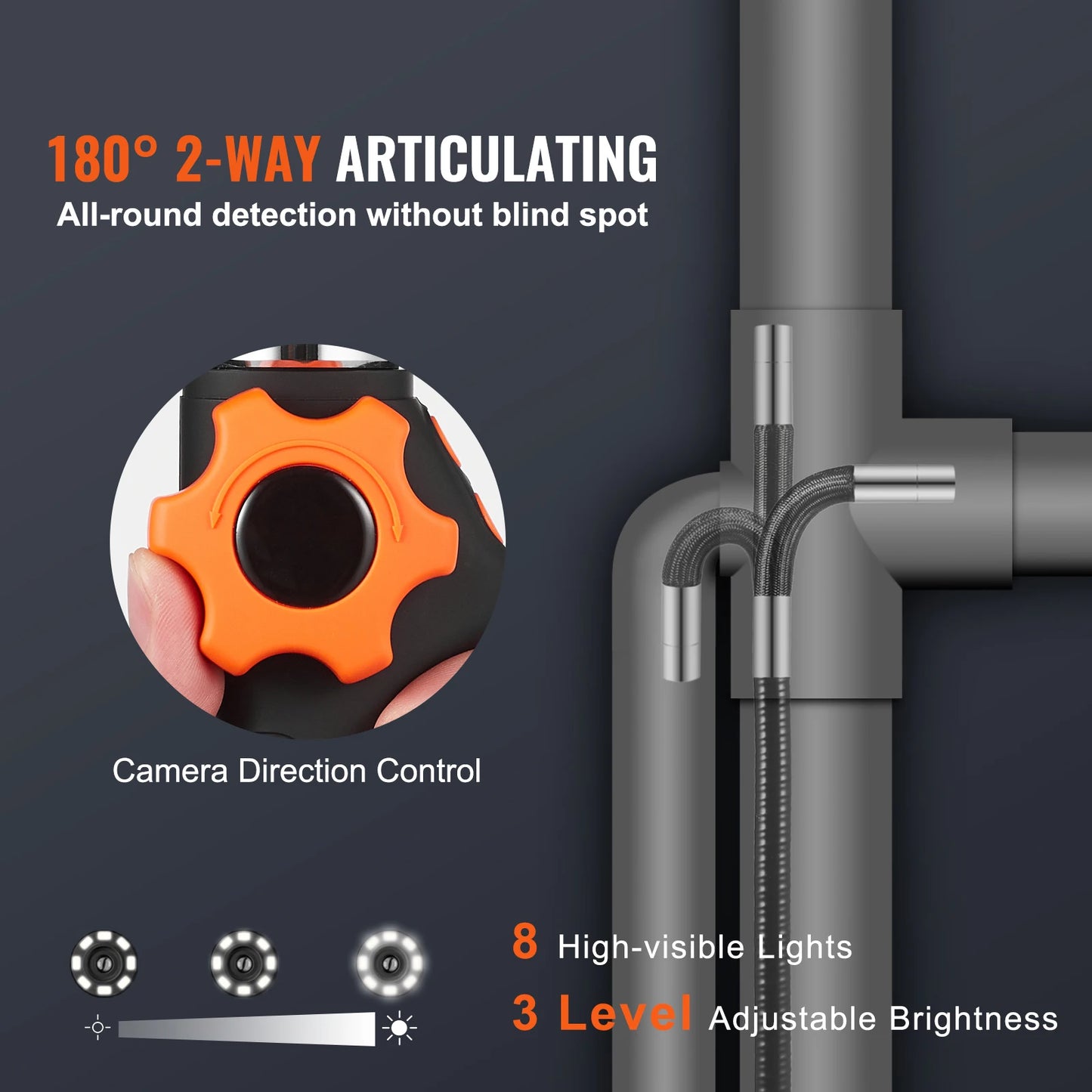SucceBuy Articulating Borescope Camera Light 6.4mm Lens