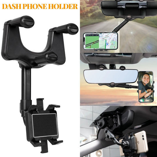 Car Phone Holder Clip Rear View Mirror Mount Adjustable