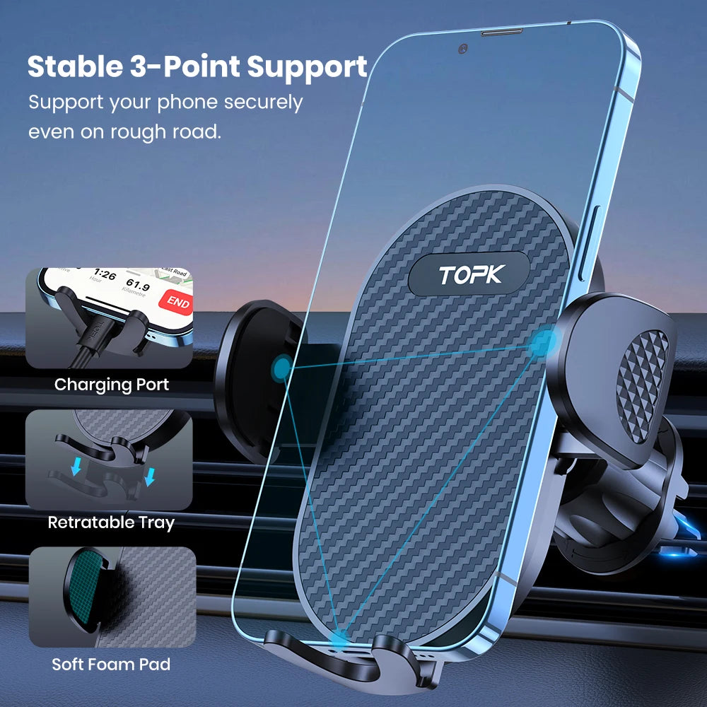 Topk Car Phone Holder Mount Air Vent Universal Clip