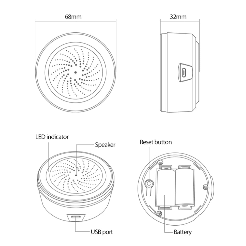 Smart Siren Alarm Tuya Zigbee Sound Light Sensor Security