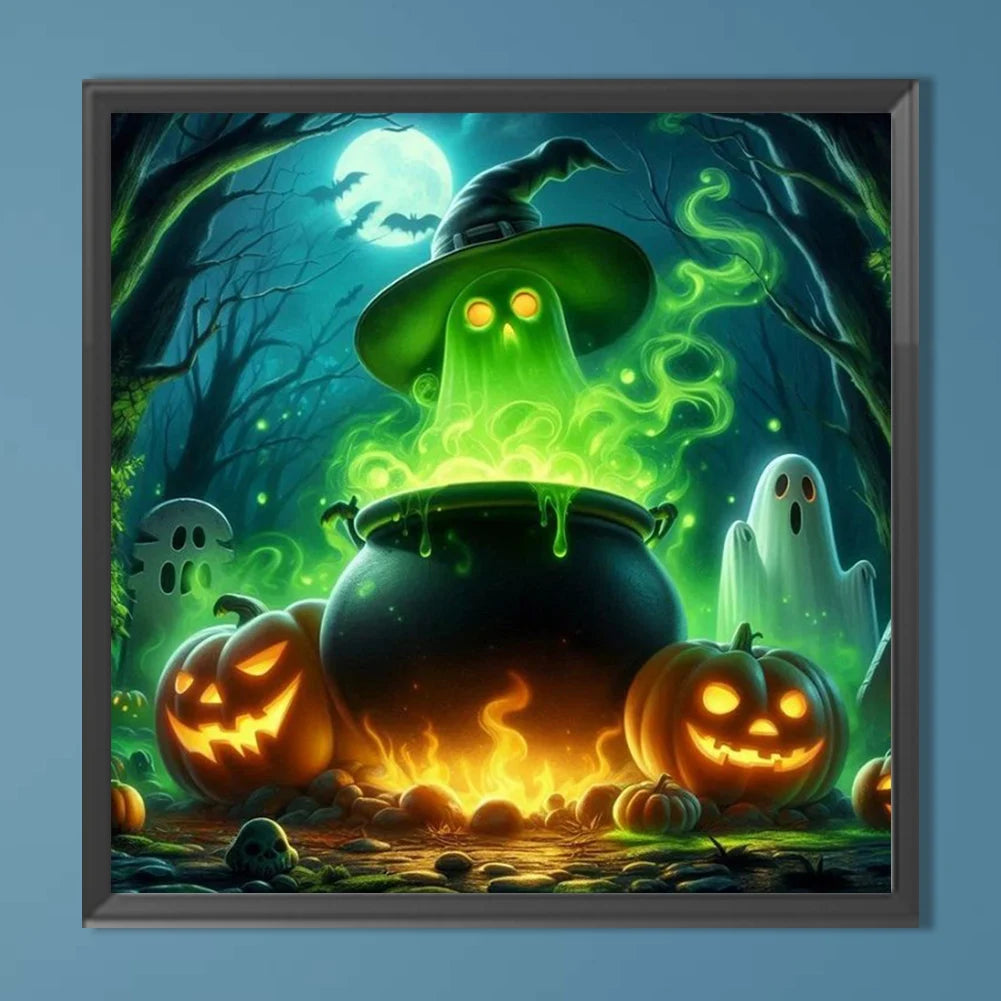 5D DIY Halloween Ghost Diamond Painting Cross Stitch Kit Scary Pumpkin Art Craft Home Decor