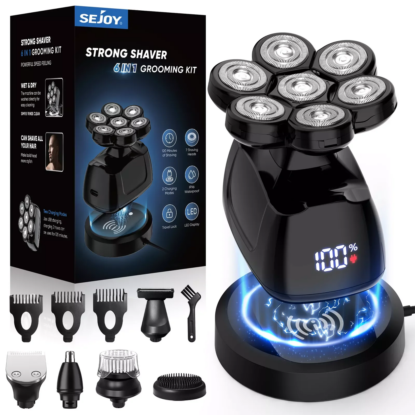 SEJOY Multifunctional Electric Shaver Kit For Bald Head Men