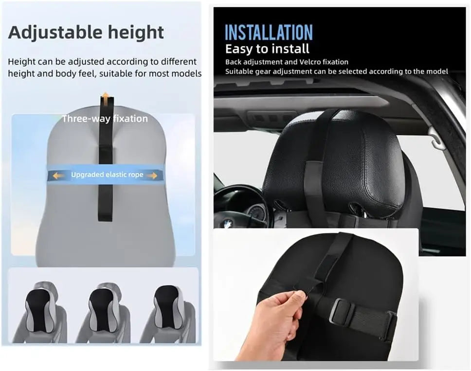 Memory Foam Car Neck Pillow And Back Support Cover Set