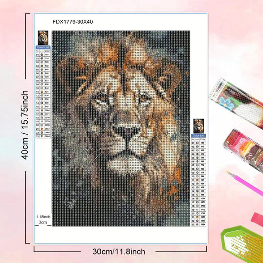2Pcs Set Lion Face Watercolor Diamond Painting Adult Animal Art Mosaic Cross Stitch Kit Rhinestone DIY Home Decor
