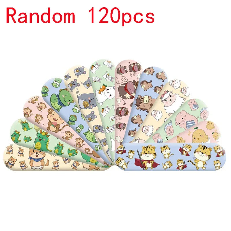 120pcs/set Round Strip Shape Band Aid First Aid Wound Plaster Skin Dressing Patch for Children Adults Adhesive Bandages Kawaii