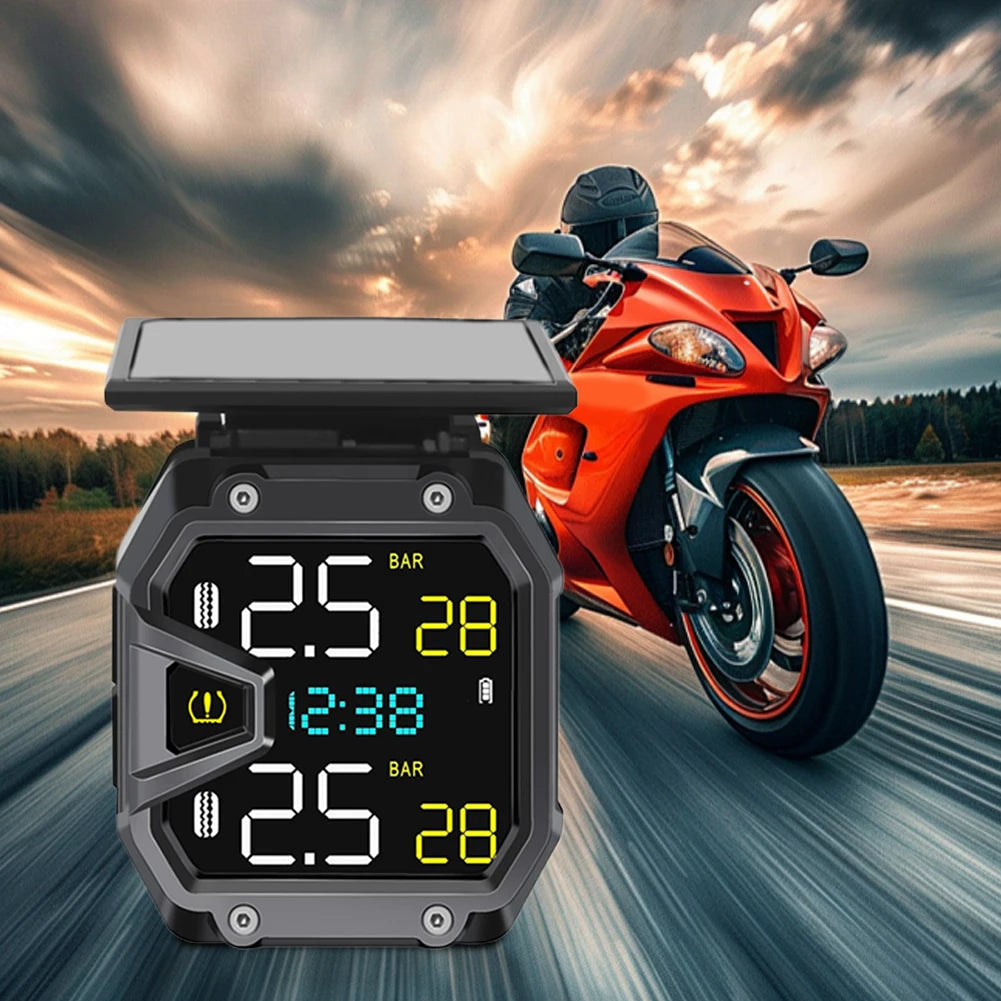 Motorcycle Tire Pressure Monitor USB Solar IP67 Waterproof