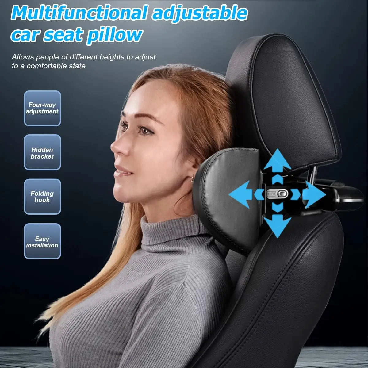 Car Neck Pillow Memory Foam Adjustable Headrest With Holder