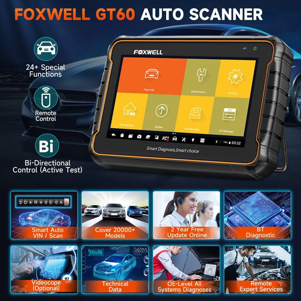 Foxwell GT60 OBD2 Bluetooth Scanner AllSystem Bidirectional