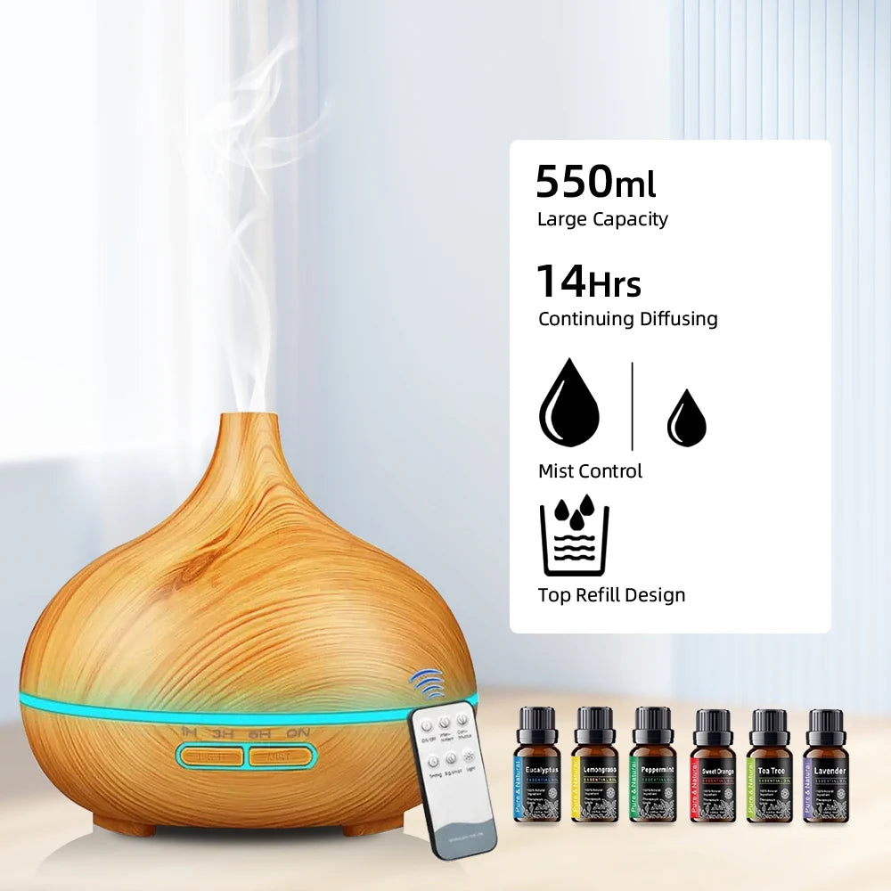 Oil Diffuser With 6 Oils Remote Control Ultrasonic Humidifier