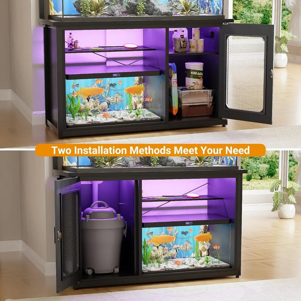 55 To 75 Gallon Fish Tank Stand With Power Outlets Light
