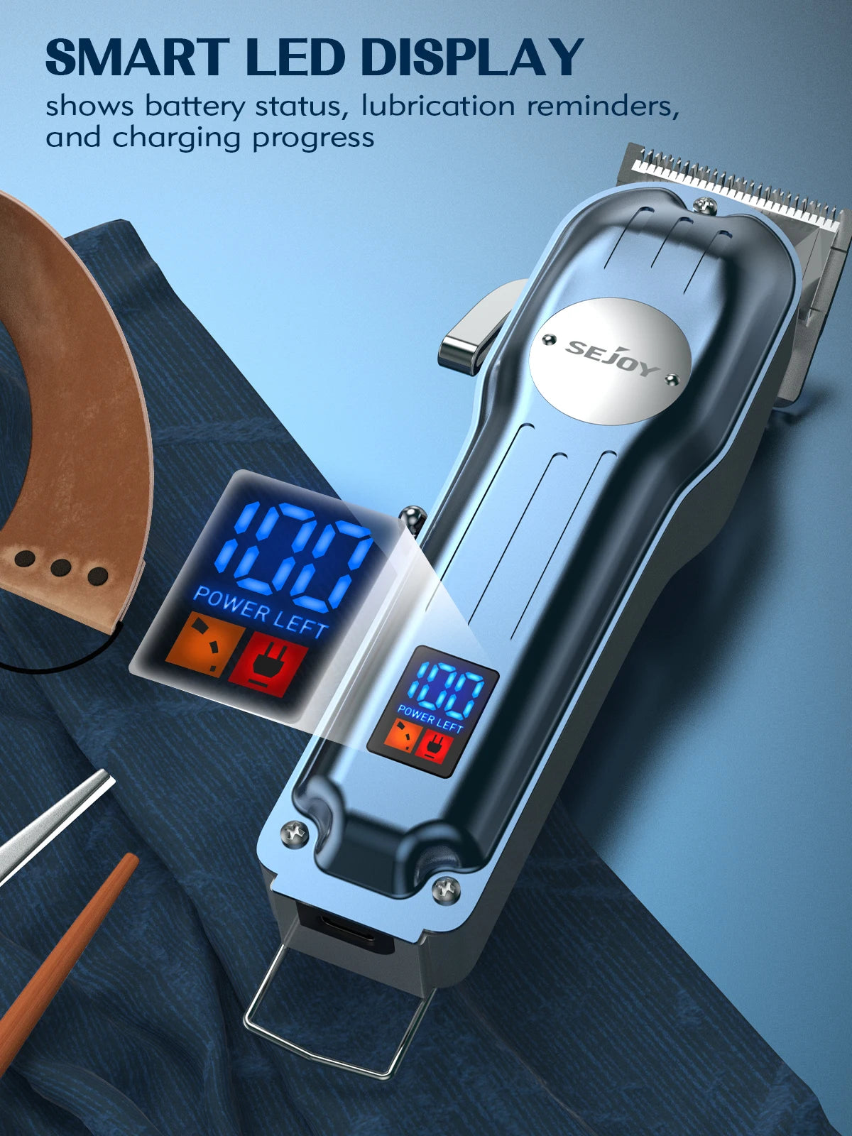 Sejoy Hair Clippers Kit With T Blade Trimmer LED Display