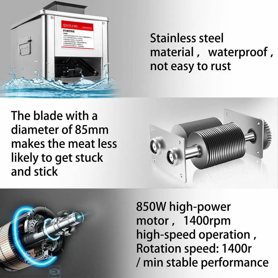 Commercial 850W Stainless Steel Electric Meat Slicer Cutter