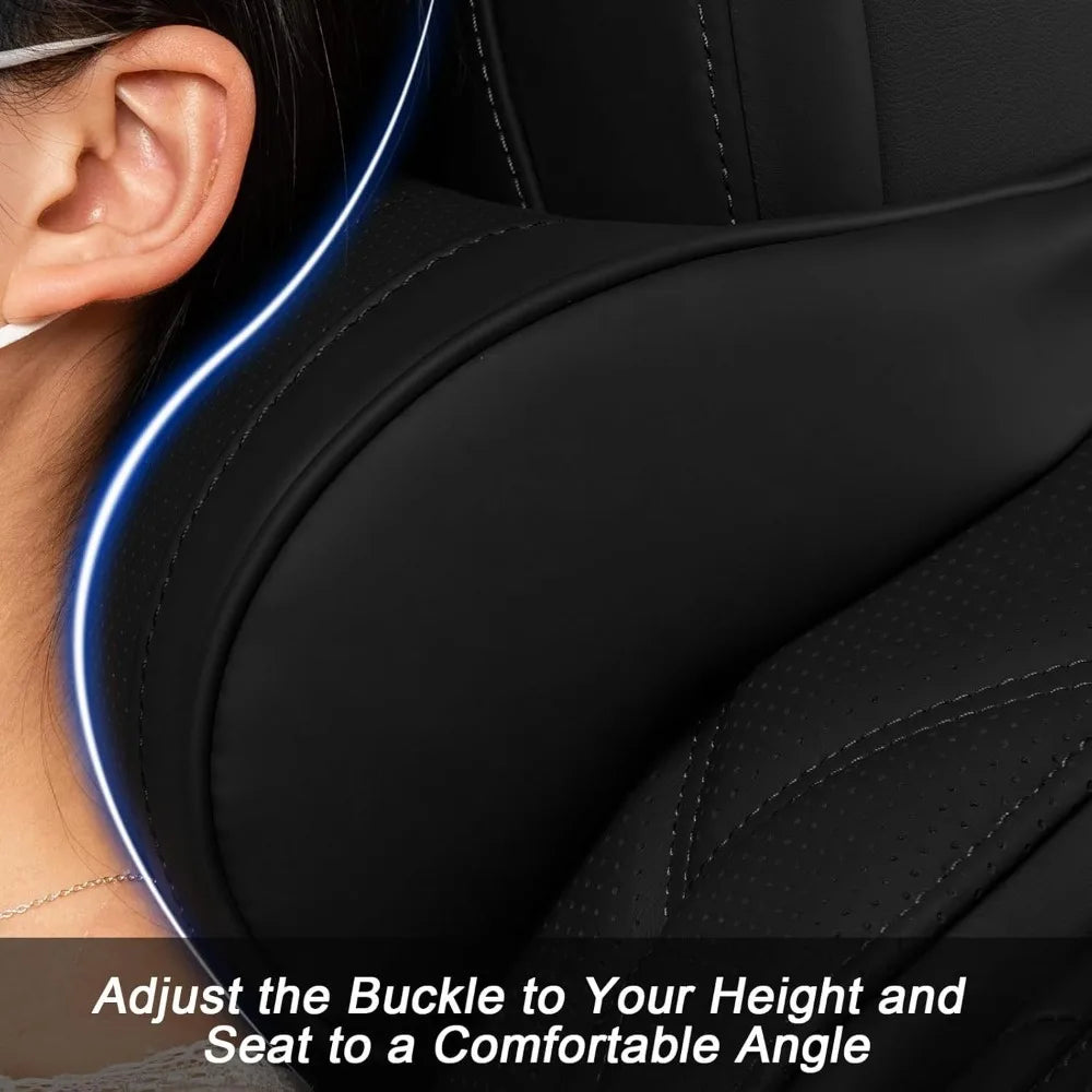 Car Neck Pillow With Nappa Leather Cover And Memory Foam