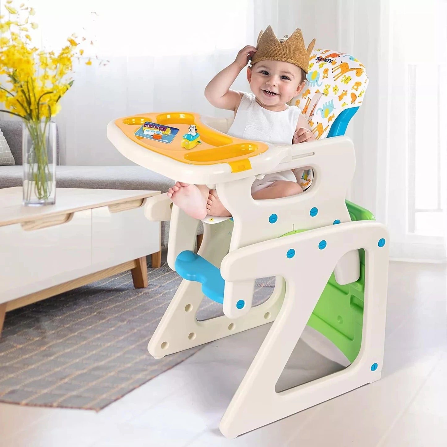 Sejoy 3-in-1 Baby High Chair Adjustable Backrest for Feeding