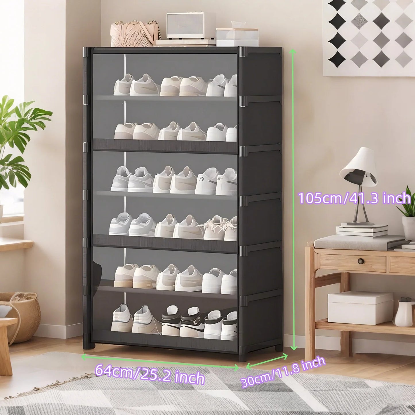 Display Cabinet Shoe Rack Handbag Organizer Clear Door