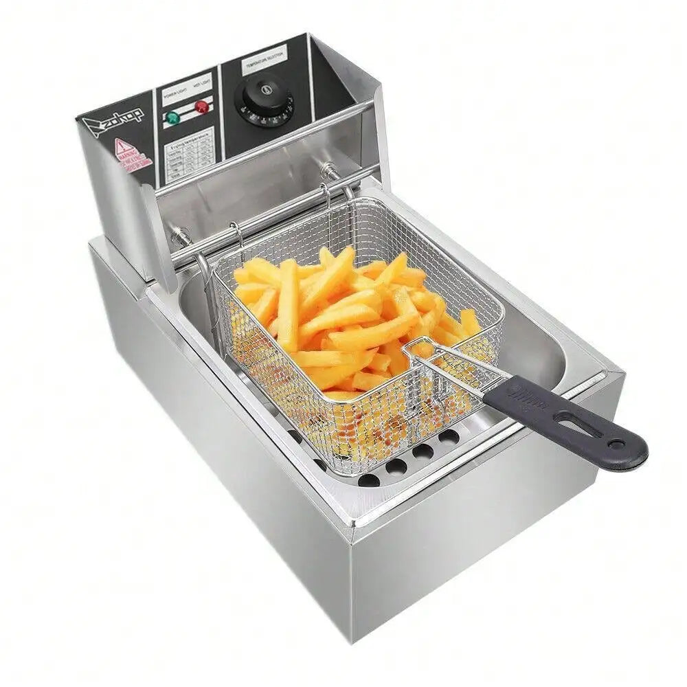 6L Electric Deep Fryer Stainless Steel 2500W Commercial
