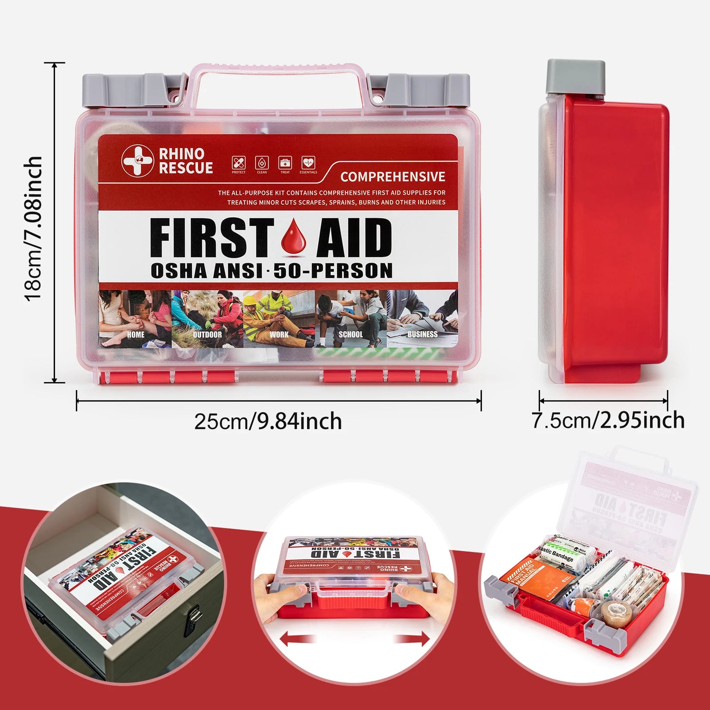 Rhino Rescue Full Featured First Aid Kit Home Office Travel