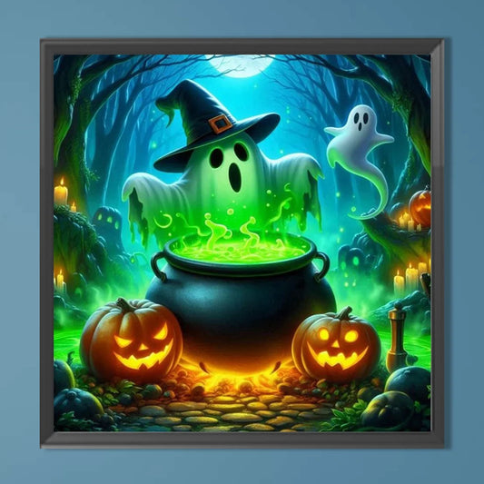 5D DIY Halloween Ghost Diamond Painting Cross Stitch Kit Scary Pumpkin Art Craft Home Decor