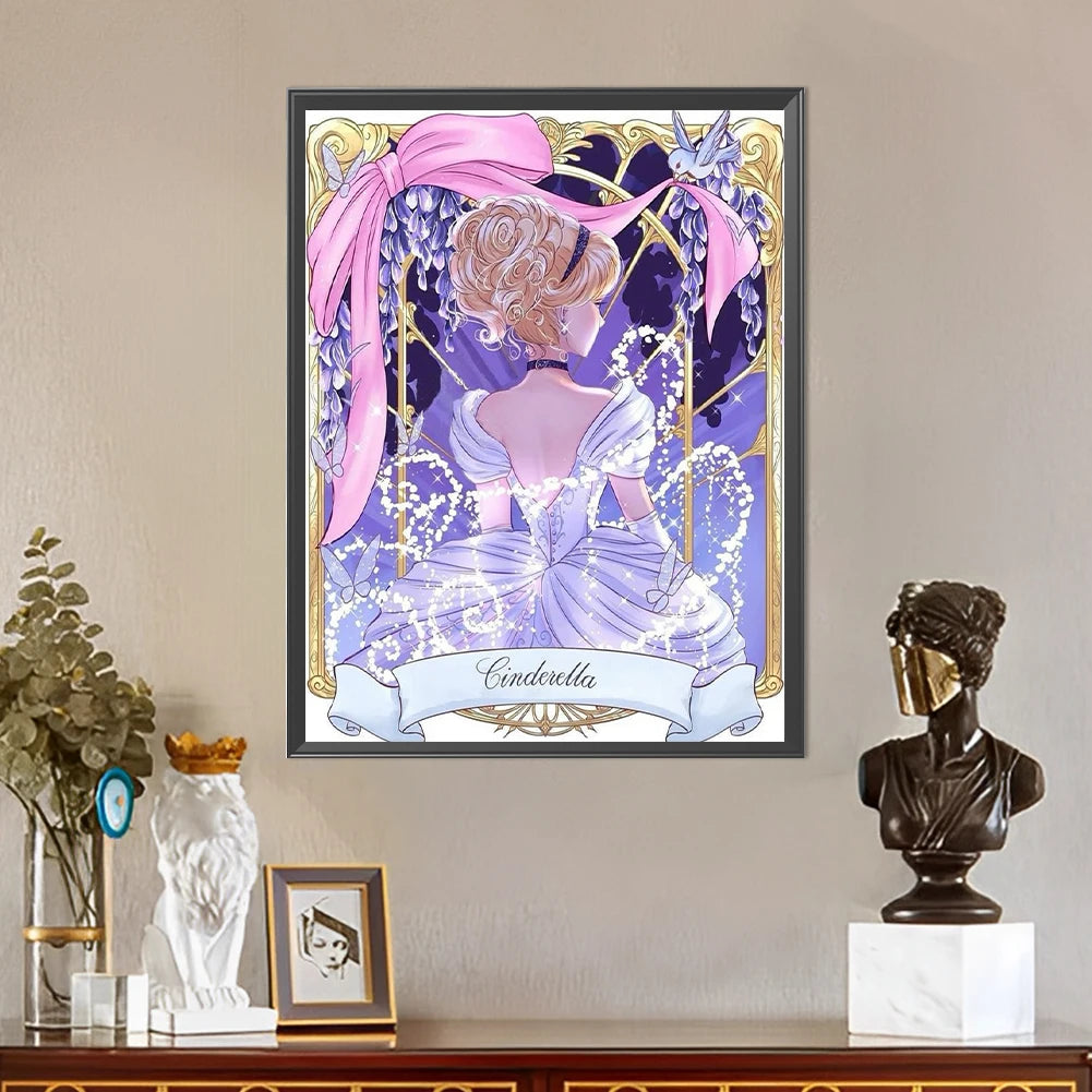5D DIY Full Round Drill Diamond Painting Cinderella Kit Home Decor Art 40x50cm