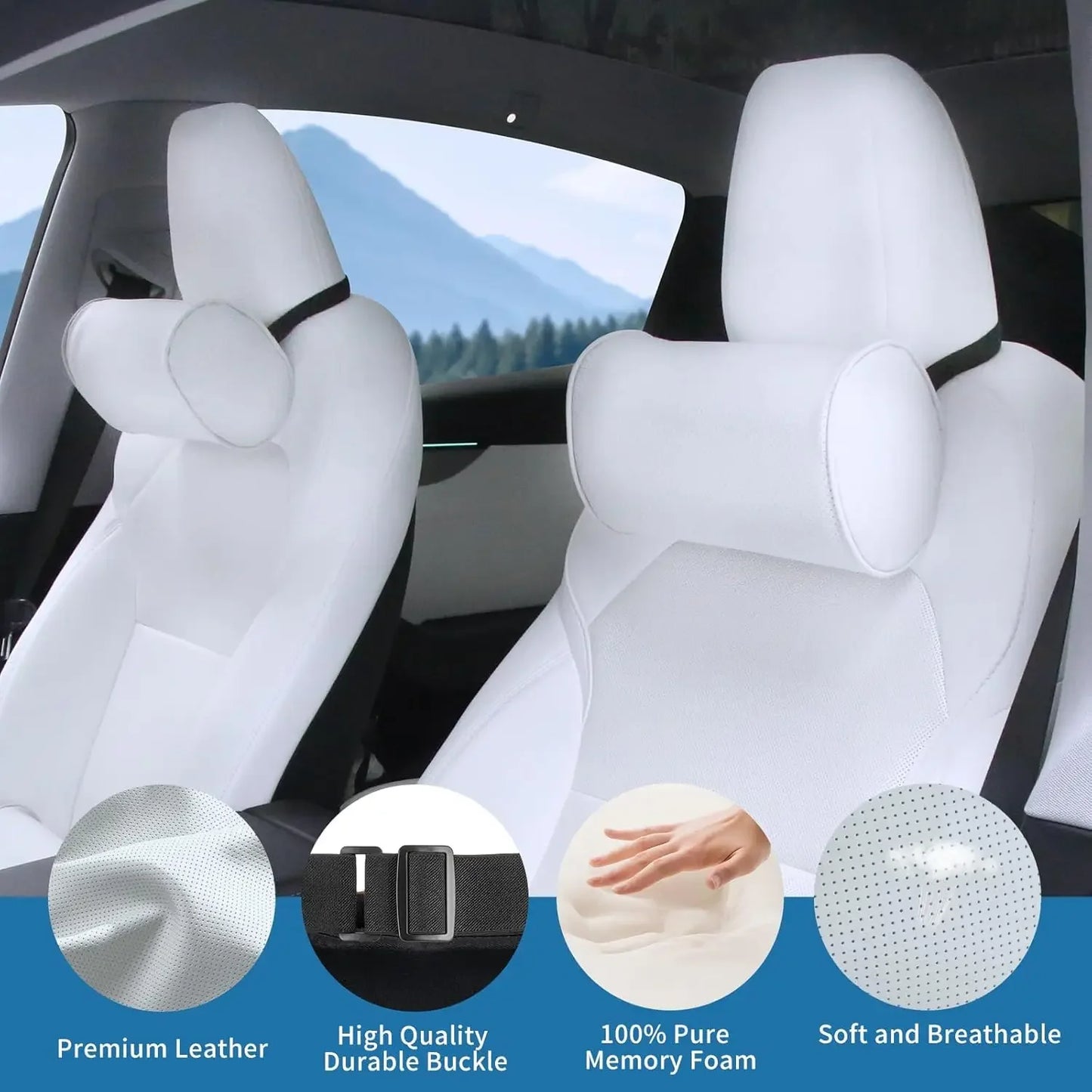 Car Headrest Pillow Memory Foam Neck Support For Driving