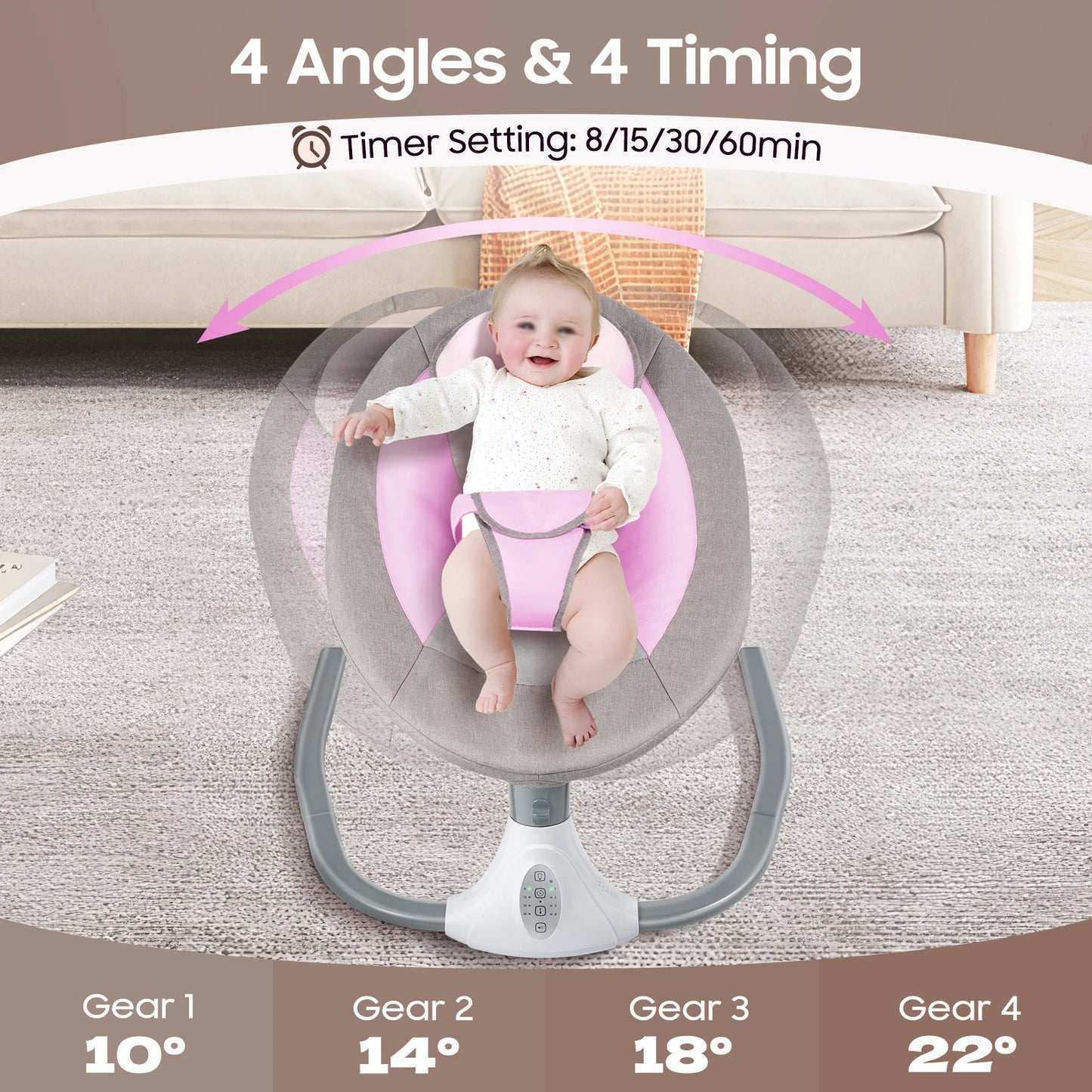 4 Speed Auto Smart Baby Swing With Remote Mosquito Net