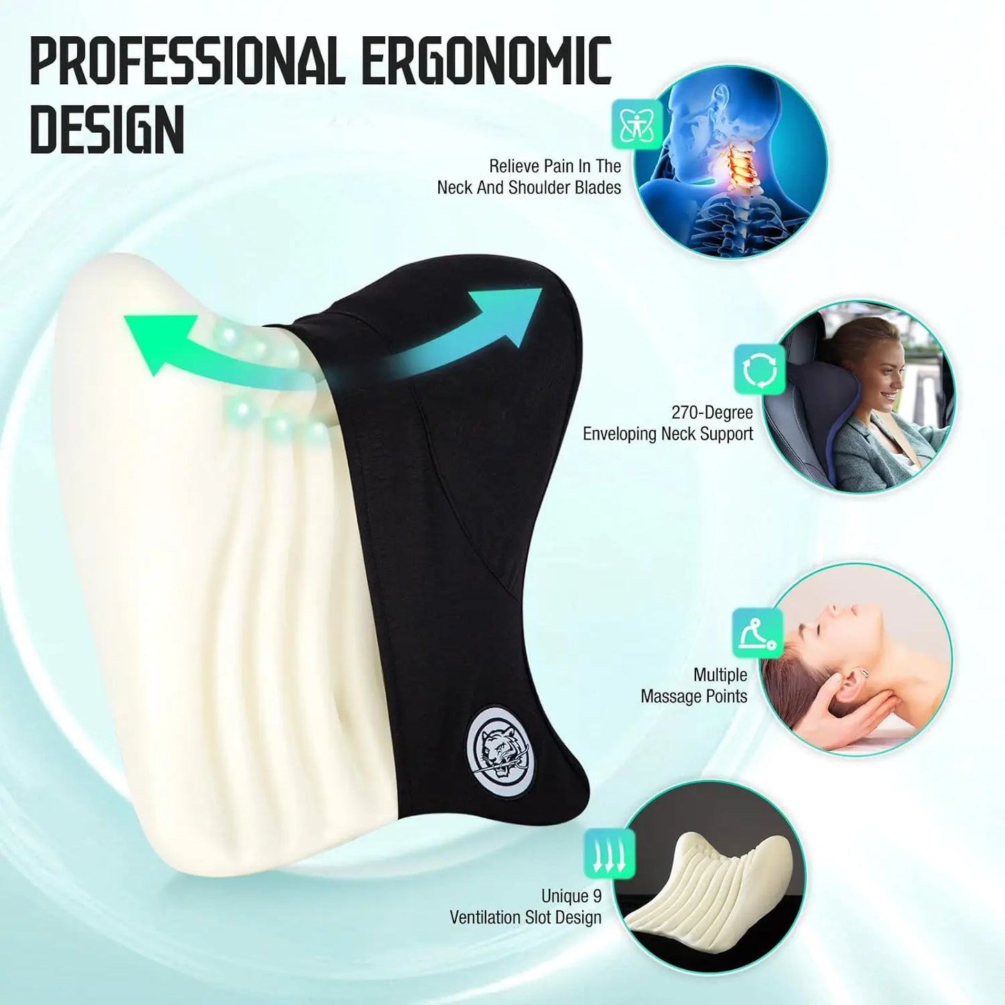 Memory Foam Car Neck Pillow Headrest With Ergonomic Design