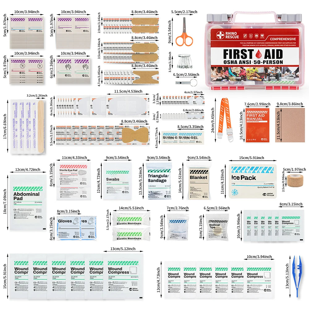 Rhino Rescue Full Featured First Aid Kit Home Office Travel