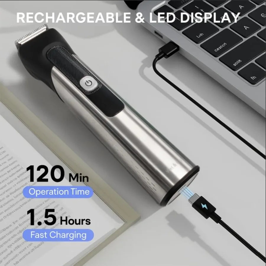 5In1 Beard Trimmer For Men Stainless IPX7 USB Rechargeable
