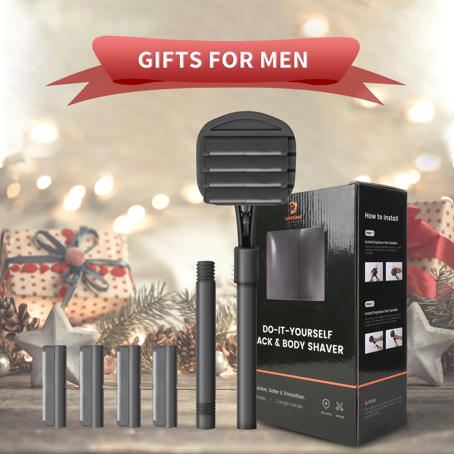 Nuback Back Shaver for Men Long Handle with 8 Blades