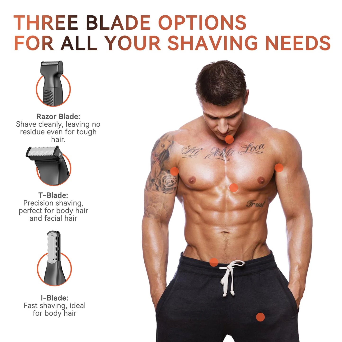 MaxGroom 3 In 1 Men Body Hair Trimmer Waterproof Shaver