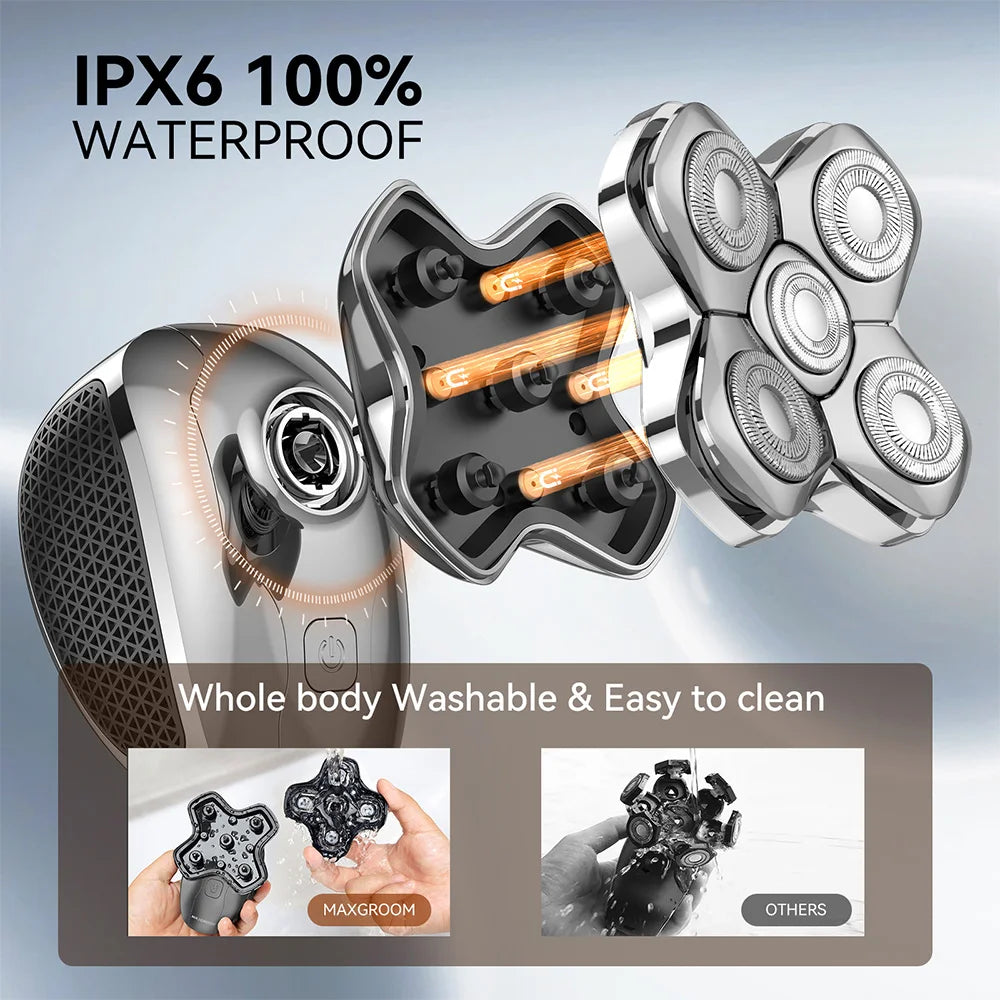 MAXGROOM Electric Head Shaver For Men 5D Floating Blade