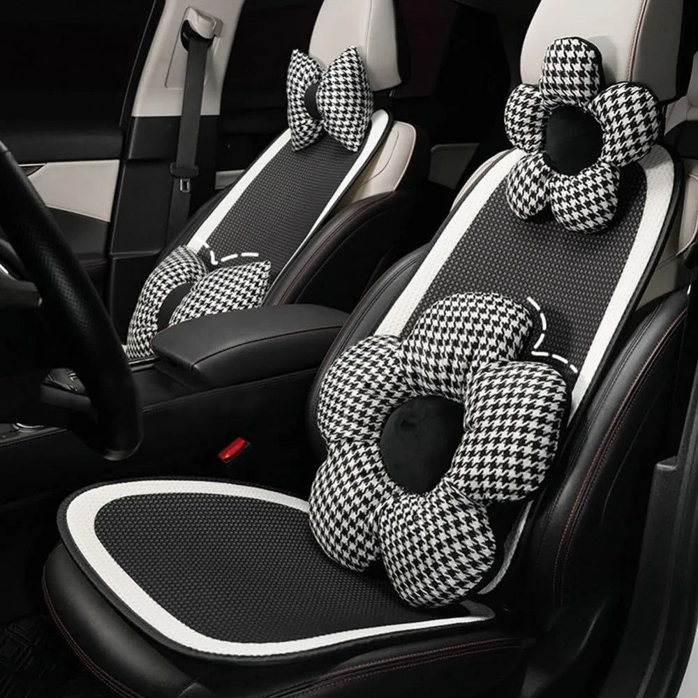 4 Pack Houndstooth Butterfly Knot Car Neck Pillows Lumbar