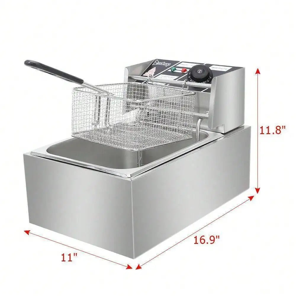 6L Electric Deep Fryer Stainless Steel 2500W Commercial